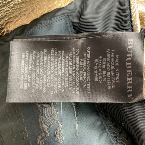 BURBERRY PRORSUM S/S 13 Size 38 Gold Metallic Leather Trucker Jacket