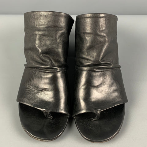 MARSELL Sandalias peep toe de cuero negro talla 7