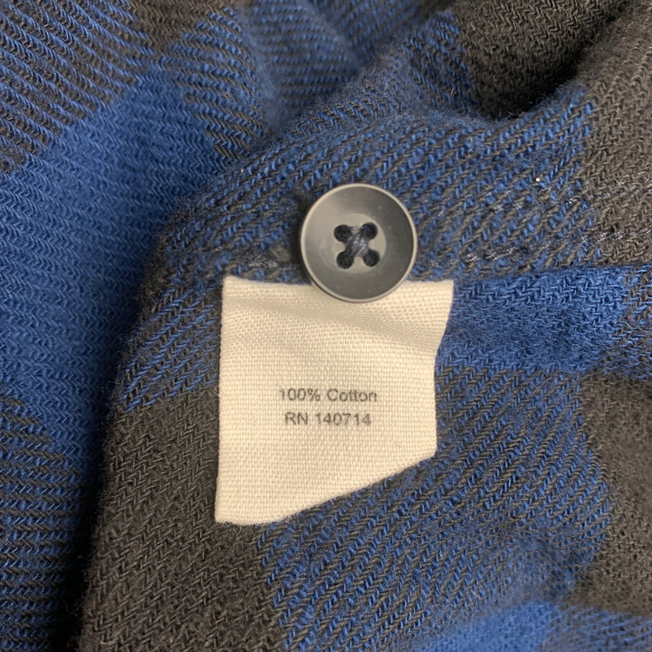 ALEX MILL Camisa de manga larga con botones de algodón a cuadros azul y negro talla M