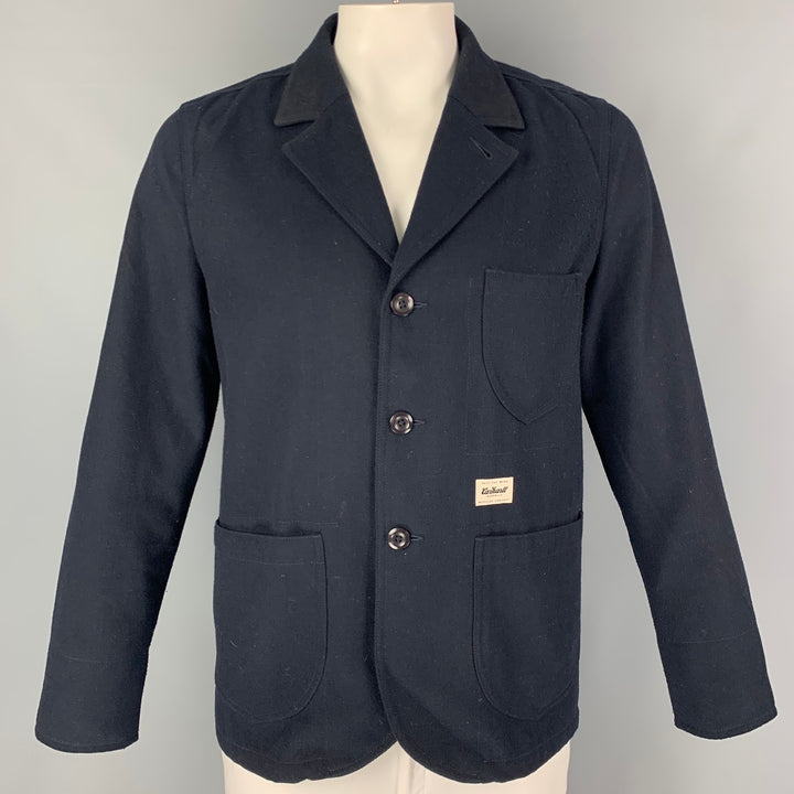 Vintage CARHARTT Size L Navy Twill Wool Polyester Single Breasted Jacket