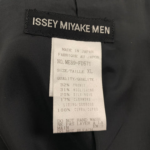 ISSEY MIYAKE Size XL Grey Black Knitted Wool Blend Collarless Coat