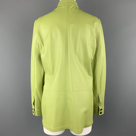 VALSTAR Size 8 Green Leather Collared Snap Shirt Coat