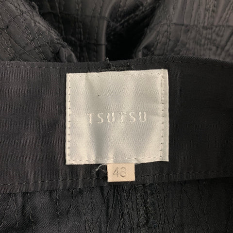 TSUTSU Size 32 Black Stitched Cotton Polyamide Straight Dress Pants