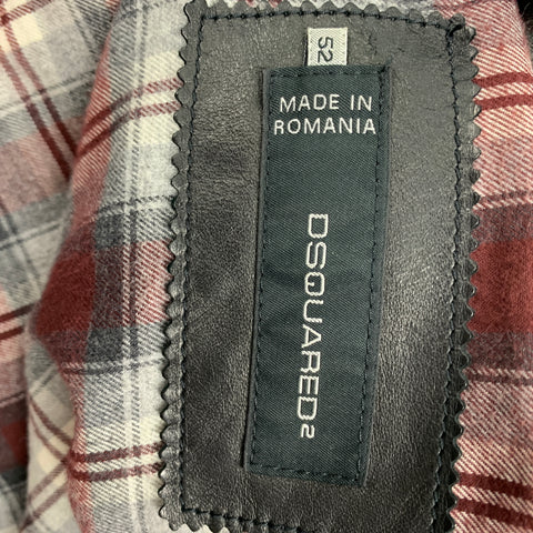 DSQUARED2 Talla 42 Chaqueta con cremallera y múltiples bolsillos de cuero negro