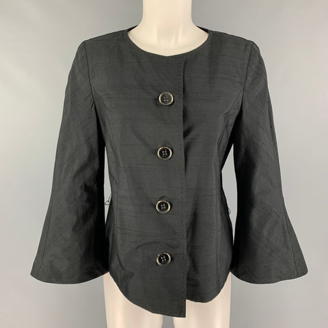 FERAUD Size 8 Black Collarless Flare Sleeve Jacket
