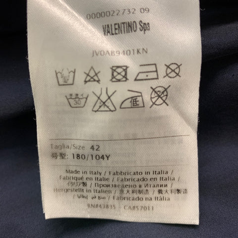 VALENTINO Size L Navy Black Solid Cotton Hidden Placket Long Sleeve Shirt