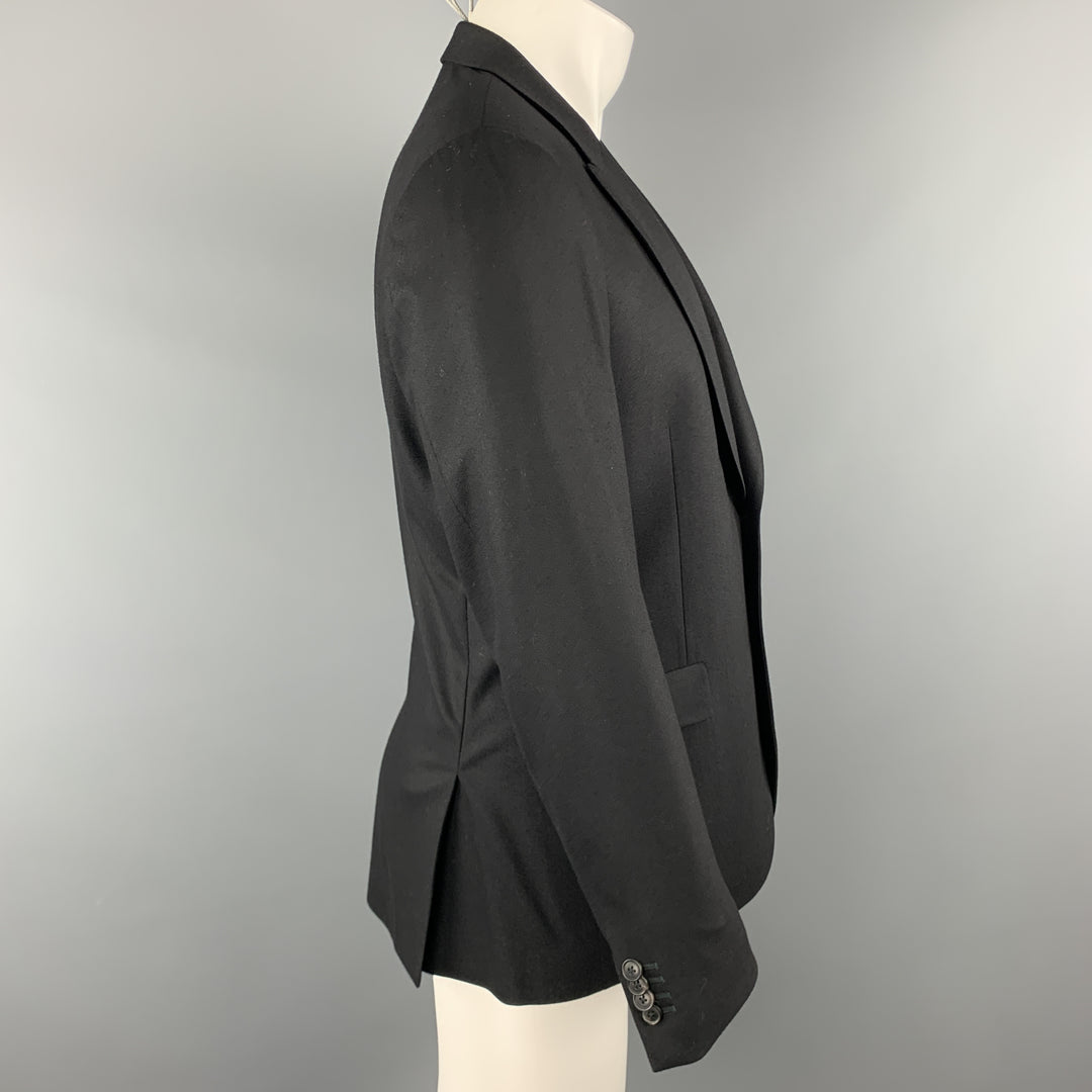 PAUL SMITH Taille 40 Manteau de sport à revers en laine / cachemire noir