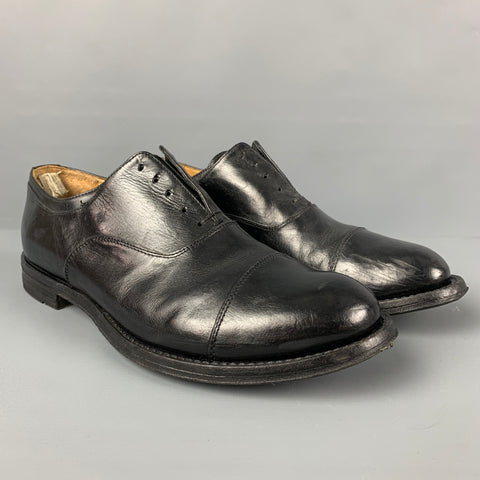 OFFICINE CREATIVE Size 8 Black Leather Lace Up Shoes
