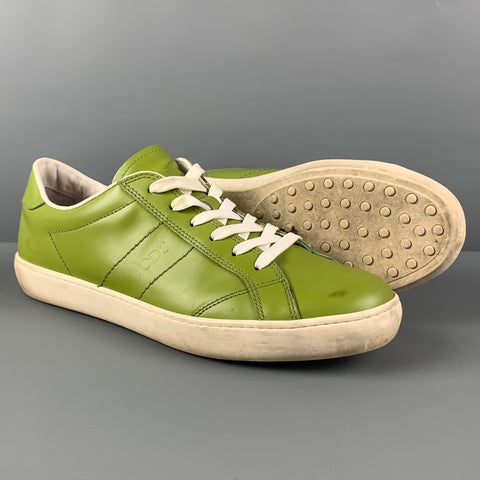 TOD'S Size 8.5 Green Cream Color Block Leather Low Top Sneakers