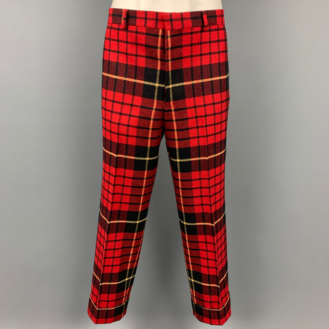 BLACK FLEECE Size 44 Red & Black Plaid Wool Zip Up Jacket & Pants Set