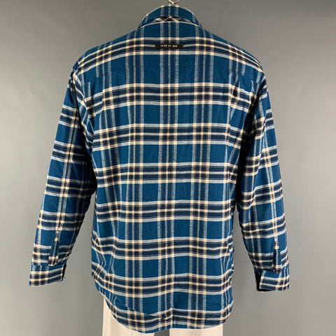 FEAR OF GOD  Size L Blue Cream Plaid Cotton Padded Jacket