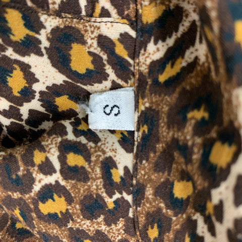 SAINT LAURENT Size S Brown Tan Animal Camp Short Sleeve Shirt