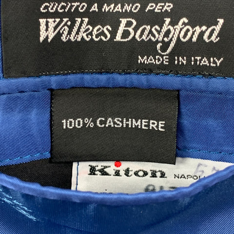 KITON Size 44 Blue Black White Plaid Cashmere Notch Lapel Sport Coat