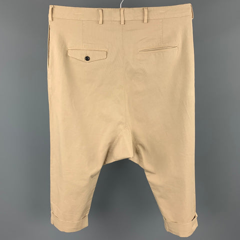 WOOSTER + LARDINI Size 36 Khaki Cotton Asymmetrical Drop Crotch Casual Pants