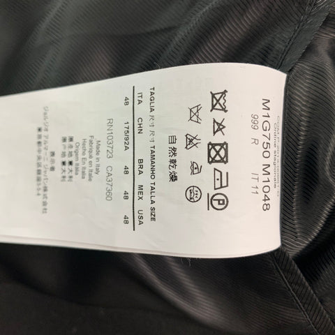EMPORIO ARMANI Chest Size 38 Black Solid Wool Silk Notch Lapel Sport Coat