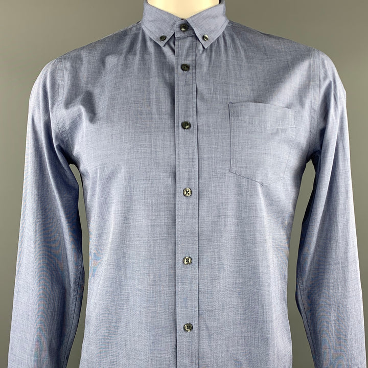 VINCE Size M Blue Cotton Button Down Long Sleeve Shirt