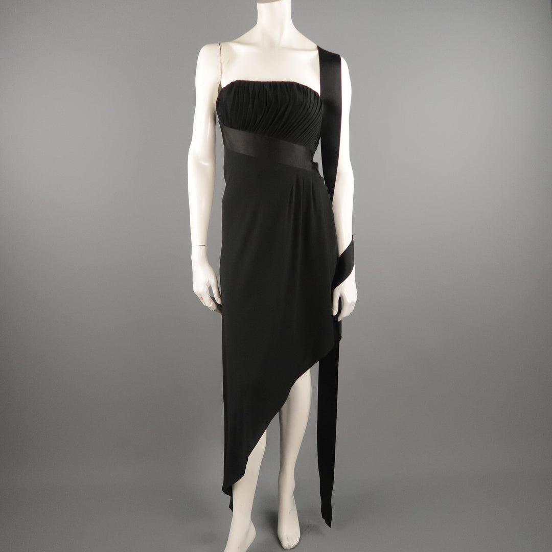 Vintage CHANEL Spring 1991 Size 6 / FR 38 Black Silk Bustier Ribbon Co Sui Generis Designer Consignment Vintage CHANEL Spring 1991 Size 6 / FR 38 Black Silk Bustier Ribbon Co Sui Generis Designer Consignment