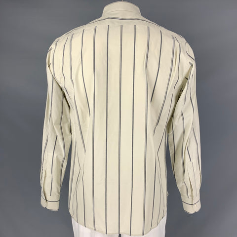 ADAM KIMMEL Size XL Beige & Grey Stripe Cotton Button Up Long Sleeve Shirt
