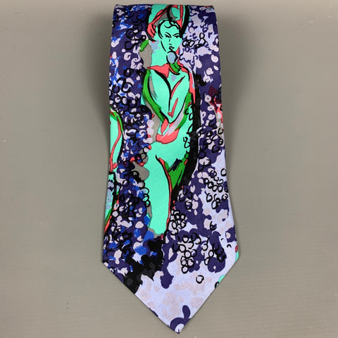 NADIA RODEN Purple Print Silk Tie