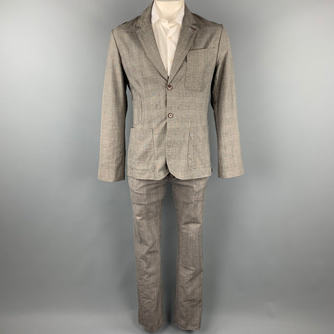 PAUL SMITH JEANS Size L Grey Plaid Cotton Notch Lapel Suit