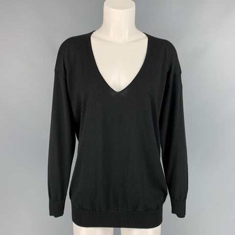 FALCONERI Talla S Jersey de cachemira con cuello en V negro