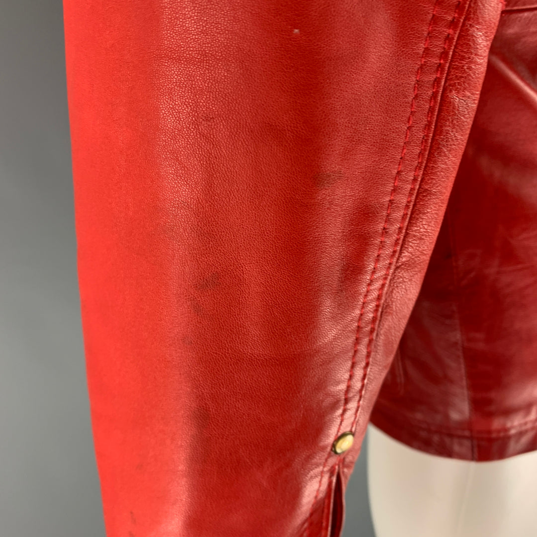 LEATHER CULT Talla M Chaqueta de cuero de materiales mixtos Rojo Marrón