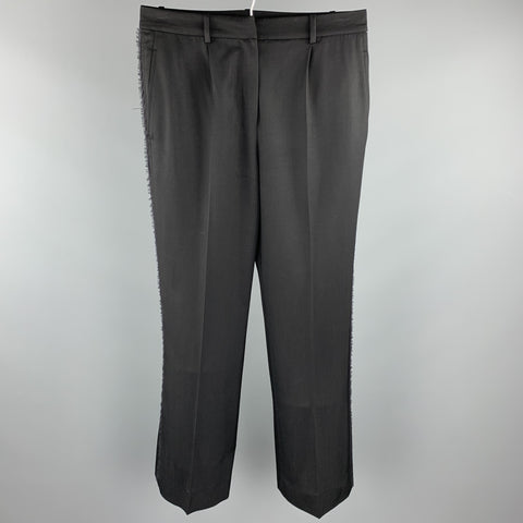 YVES SAINT LAURENT Rive Gauche Size 6 Black Wool Raw Edged Dress Pants