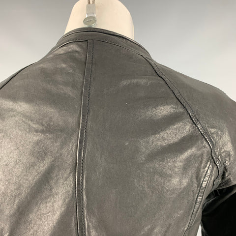 GIORGIO BRATO Chaqueta con cremallera de cuero negro talla 6 (exterior)