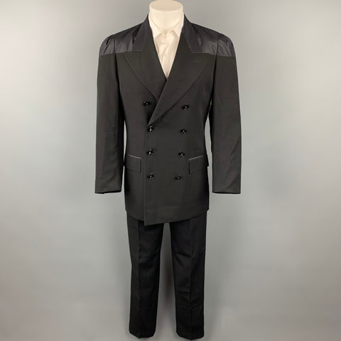 JEAN PAUL GAULTIER CLASSIQUE Talla 38 Traje cruzado de lana negro con solapa de pico