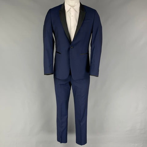 PAUL SMITH Taille 38 Costume de smoking en laine mohair bleu noir régulier