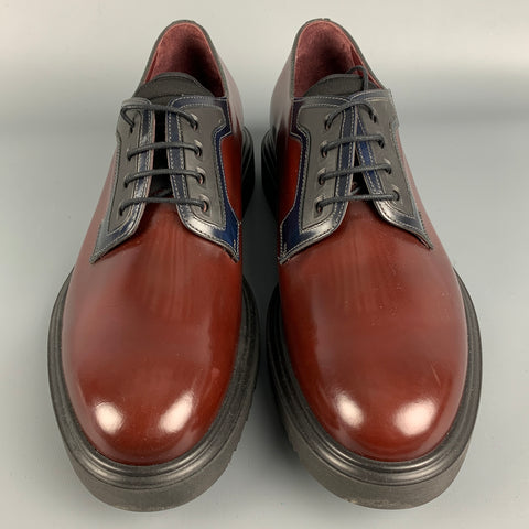 PAUL SMITH Size 9 Burgundy & Navy Leather Lace Up Shoes