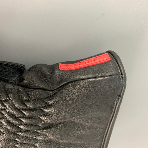 PRADA SPORT Size 6.5 Black Leather Mittens