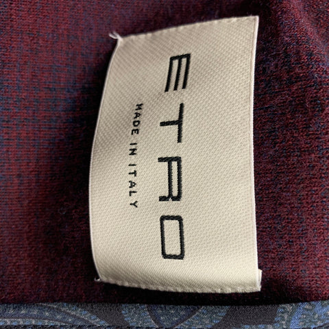 ETRO Size 38 Burgundy Navy Plaid Wool Single Breasted Nuovo Jersey Sport Coat