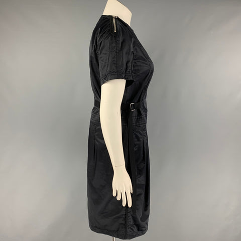 Vintage DRIES VAN NOTEN Size 10 Navy Blue Cotton Blend Knee Length Dress