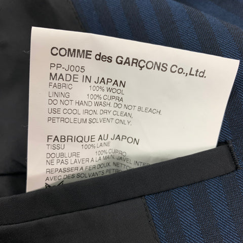 COMME des GARCONS Size L Black & Navy Stripe Wool Notch Lapel Sport Coat