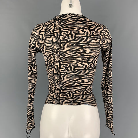 MAISIE WILEN Size XS Black & Beige Polyamide Blend Marbled Crew-Neck Casual Top