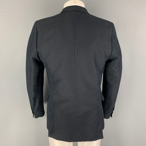 THE KOOPLES Size 38 Navy Cotton Linen Peak Lapel Sport Coat