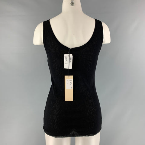 FUZZI Size M Black Nylon Solid Tank T-Shirt