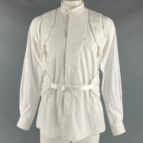 JORDANLUCA Taille L Chemise à manches longues en coton matelassé blanc