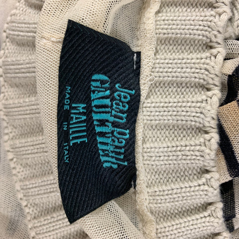 Vintage JEAN PAUL GAULTIER Size S Beige Black Stripe Polyamide Nautical Pullover