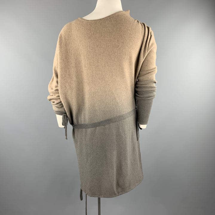 HENRY BEGUELIN Size M Taupe & Grey Ombre Asymmetrical Cashmere Dress