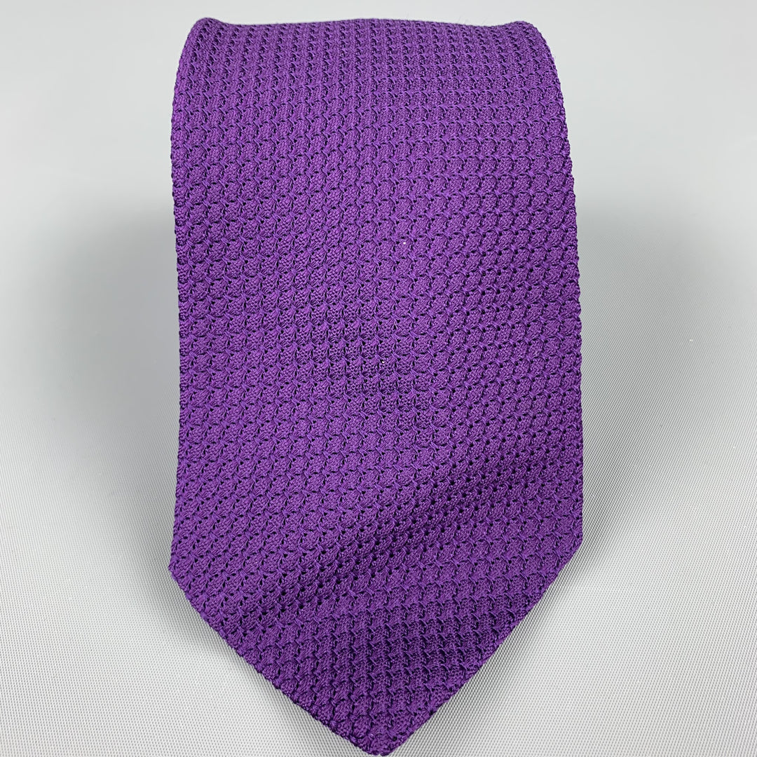 DRAKES LONDON Cravate en soie tissée violette