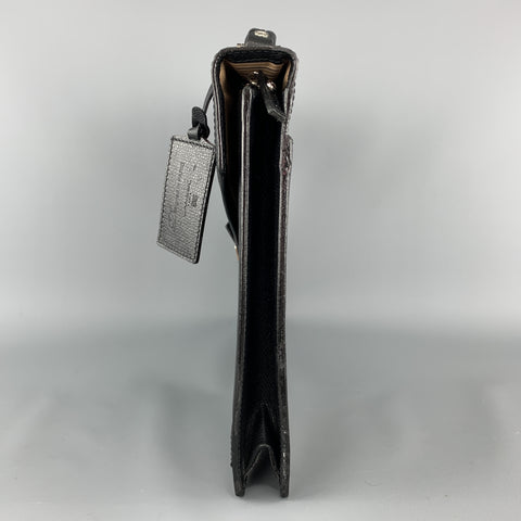 LANCEL Black Textured Leather Envelope Briefcase
