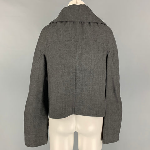 MARNI Size 6 Grey Cotton Linen Hidden Snaps Jacket