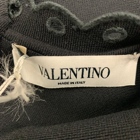 VALENTINO Taille S Robe trapèze en polyester viscose à œillets noirs