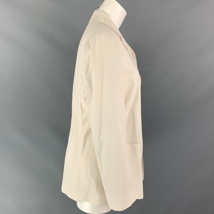 JIL SANDER Size 4 Cream Cotton Notch Lapel Jacket