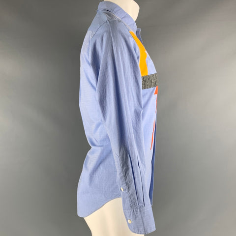 JUNYA WATANABE Size S Blue Multi Color Applique Long Sleeve Shirt