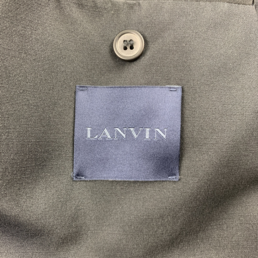 LANVIN Size 38 Black Polyester / Wool Notch Lapel Sport Coat