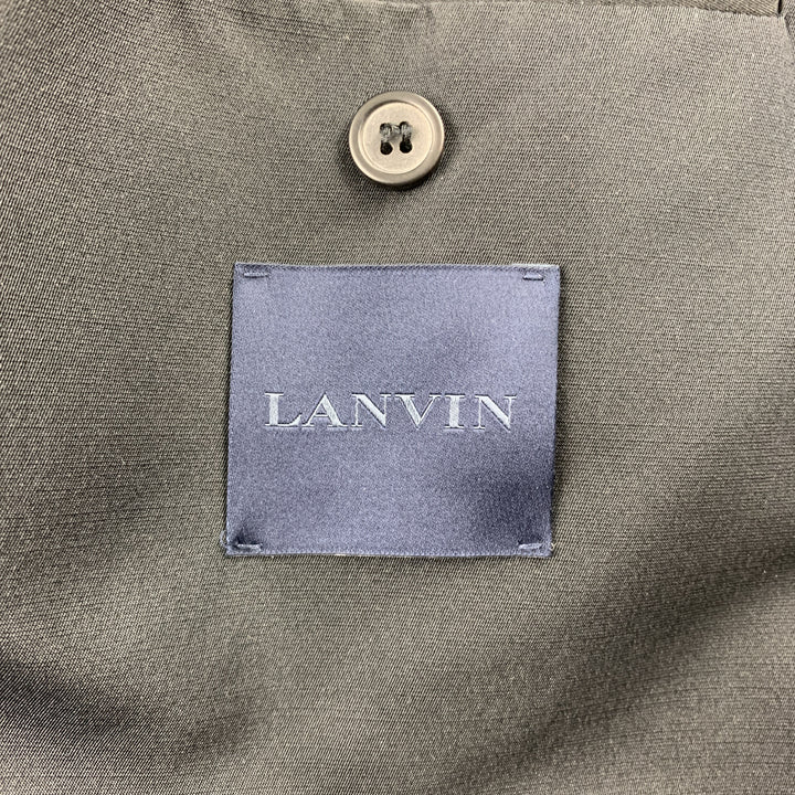 LANVIN Taille 38 Manteau de sport à revers cranté en polyester/laine noir