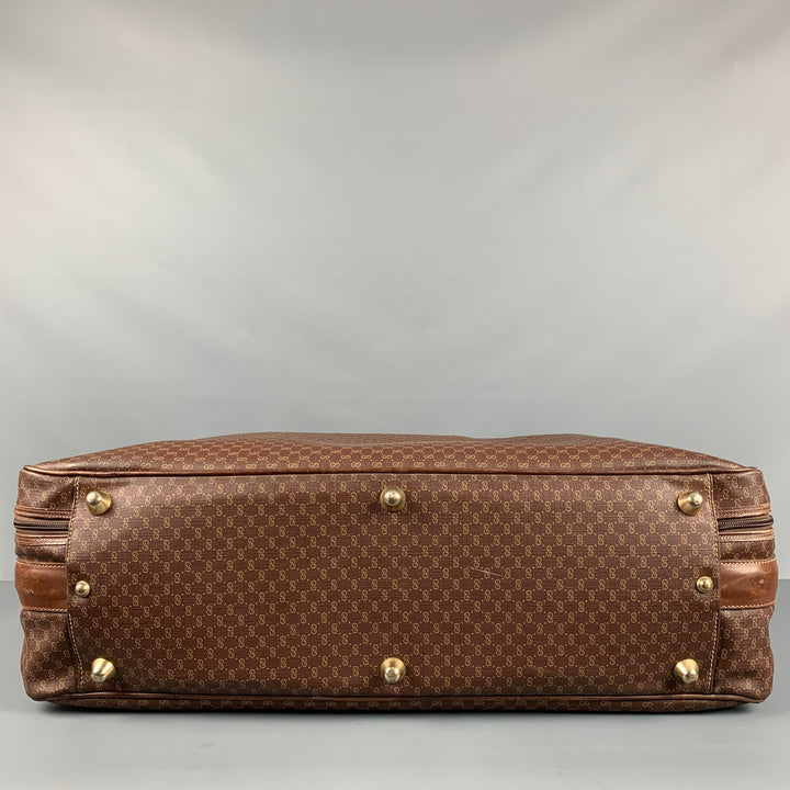 Maleta de lona revestida de cuero con monograma marrón beige GUCCI